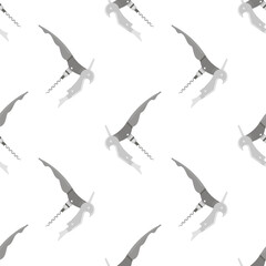 Vector Opener for Bottle Icon Isolated on White Background. Modern Corkscrew Seamless Pattern.
