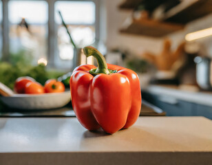 Fresh organic red pepper on the table