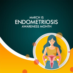 Endometriosis awareness month is observed every year in March, is a painful condition where endometrial tissue grows outside the uterus. Vector illustration