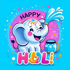 holi sticker elephant cartoon 