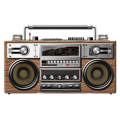 Vintage boombox portable stereo isolated transparent background