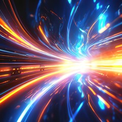 abstract futuristic background with blue and orange glow.