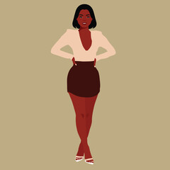 Stylish black woman in elegant art style vector