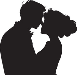 Romantic couple silhouette Illustrator line art design vector