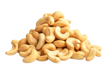 Roasted cashew nuts isolated on PNG Background. Generative Ai.