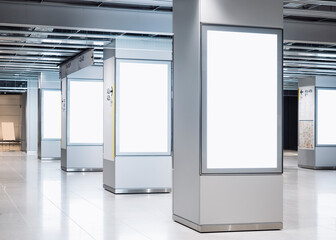 Mock up Blank white Banner Media Advertisement indoor Public building