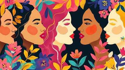 Naklejka premium Colorful illustration for International Woman's day, 8th March wallpaper background, women poster card