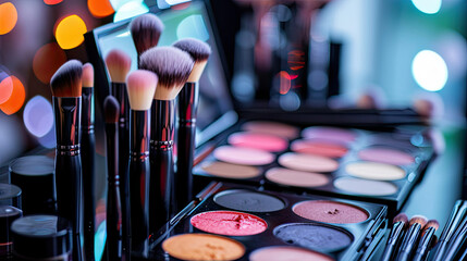 Makeup Brushes Placed Neatly on Table for Accessible Use