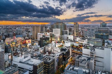 川崎駅前の都市夕景【神奈川県・川崎市】　
Urban sunset view of Kawasaki city - Kanagawa, Japan - obrazy, fototapety, plakaty