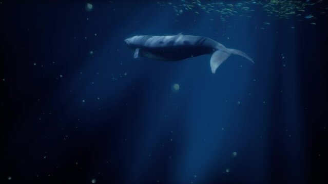 A large fish swimming in a deep blue ocean