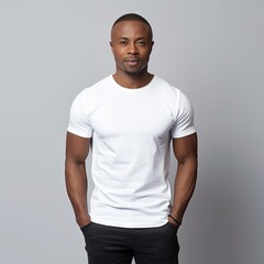 Model Wearing White Blank tshirt Mockup Concept