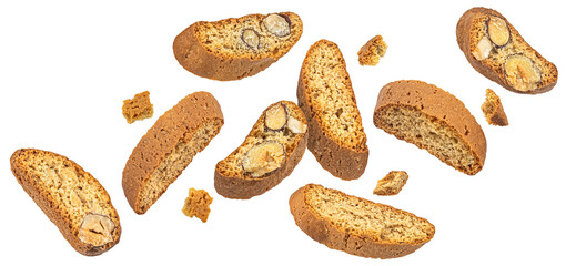 Cantuccini cookies isolated on white background - obrazy, fototapety, plakaty