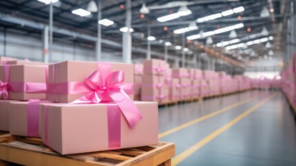 Large warehouse of Valentines Day gifts. Sale and delivery of goods