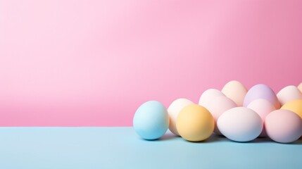 Soft hues of pink, blue, and yellow converge, providing an idyllic Easter background for advertising creativity.