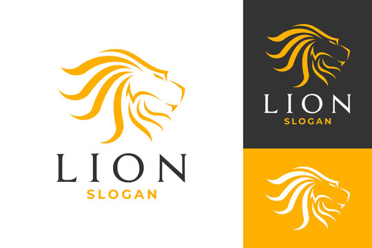 Vector Lion Head Abstract Line Logo Design