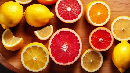 lemon and grapefruit on table
