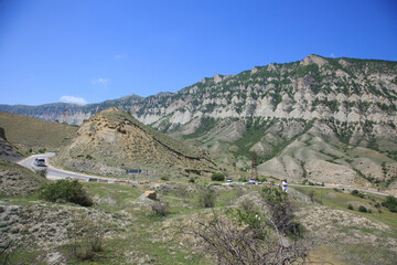 Fototapeta na wymiar Mountain landscape of Dagestan on a clear day.