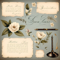 vintage background with roses, card with white roses, valentine day card