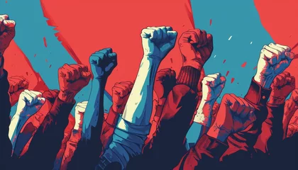 Foto op Plexiglas illustration raising fists in the air for justice © Dr.Söd