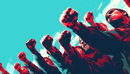 illustration raising fists in the air for justice - obrazy, fototapety, plakaty