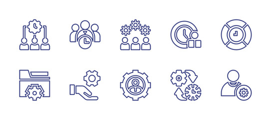 Manager line icon set. Editable stroke. Vector illustration. Containing time manager, time management, manage, team management, management service, data management, management, manager.
