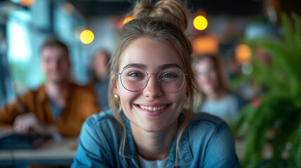Wellbeing and Positivity Young woman smiling to camera