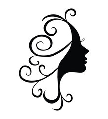 Beautiful woman face and hair fashion icon vector art