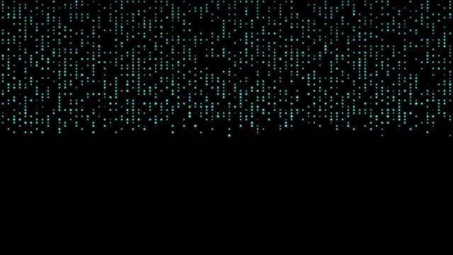 Blue neon technology background. Abstract code moving in a cyberspace. Data flow texture. Bright dots falling down. Futuristic concept of digital energy data uploading.
