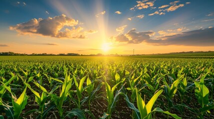 Corn plants in the morning