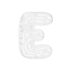 3d illustration transparent glass letter E