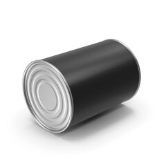 Empty open tin can Ribbed metal tin can, 3D rendering of canned food. Ready for your design. Product packing, open tin can isolated on white background.