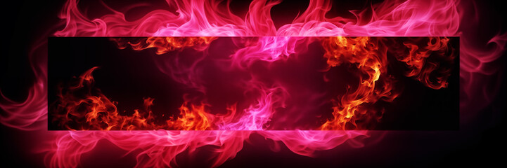 rectangle made of pink and red smoke against a black background. The smoke appears to be in motion, creating a dynamic effect