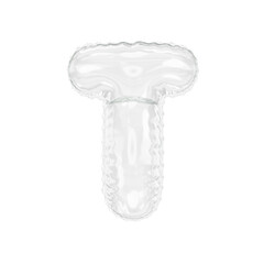 3d illustration transparent glass letter T