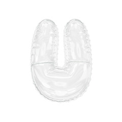 3d illustration transparent glass letter U