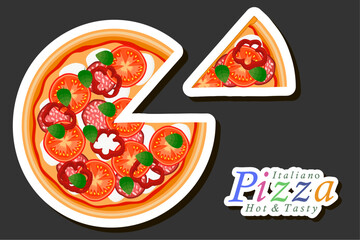 Illustration on theme big hot tasty pizza to pizzeria menu