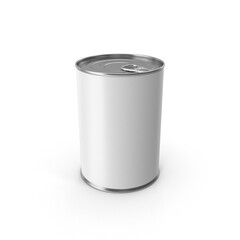 Empty open tin can Ribbed metal tin can, 3D rendering of canned food. Ready for your design. Product packing, open tin can isolated on white background.