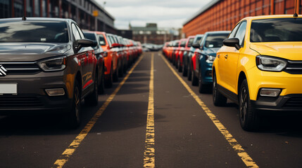 cars parked in row on outdoor parking