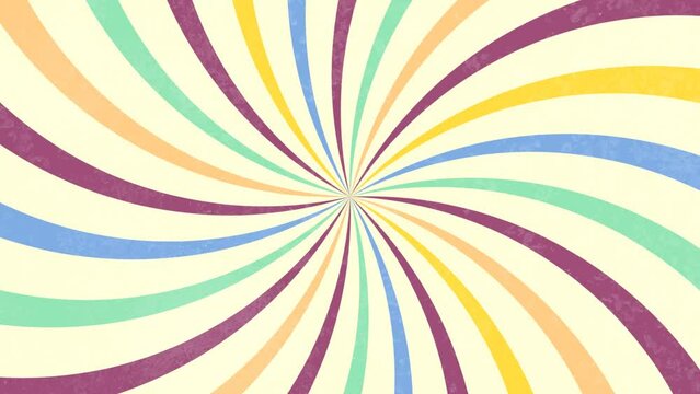 Colourful groovy retro rotation burst animation background 4K