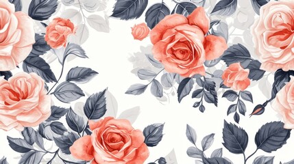 Watercolor of rose on white background