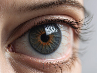 Naklejka premium Beautiful woman single eye close up, green and brown color