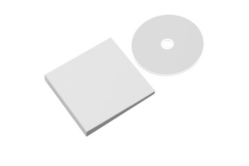 CD disc and carton packaging cover template mock up. Digipak case of cardboard CD drive. With white blank for branding design or text. Isolated on a background. 3d rendering.