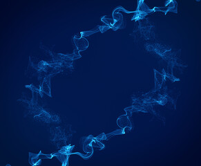 Rhombus from blue colorful smoke on blue background