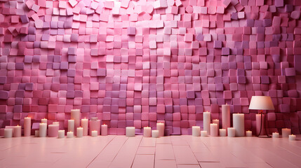 Obraz premium Pink tile wall and floor texture background with drop water. Colored mosaic. Simple design with vintage style.