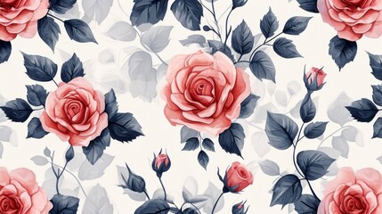 Watercolor of rose on white background