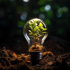 A young Sapling plant growing out of a light