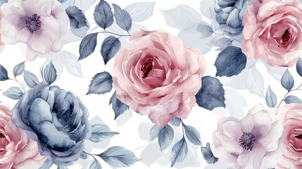 Watercolor of rose on white background