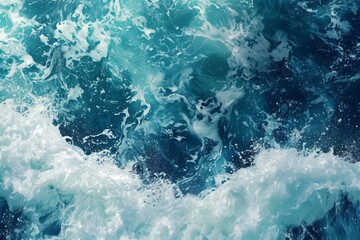 Illustration an aerial view of a body of water with a wave in the middle of the water and a circle in the middle of the water on top of the photo