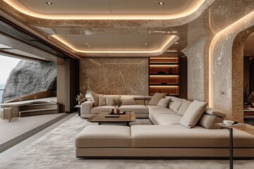 Fototapeta premium modern minimalist living room with a set of sofa decoration style inspiration ideas