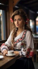 Bulgaria as beautiful 28 years old girl, candid photography generative ai