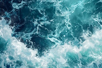 Illustration an aerial view of a body of water with a wave in the middle of the water and a circle in the middle of the water on top of the photo